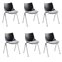 Lot de 6 chaises Shell avec structure époxy bicouche gris argent et coque plastique (Différentes couleurs au choix)